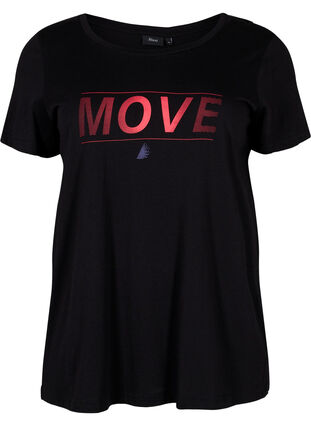 Sportowa koszulka z nadrukiem, Black w. Stripe Move, Packshot image number 0