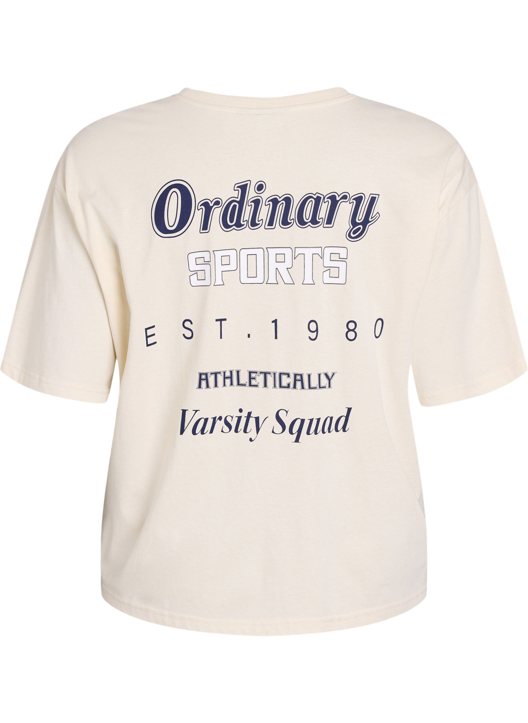 Zizzi Oversizowa koszulka z nadrukiem z tylu, Beżowy, Packshot image number 1