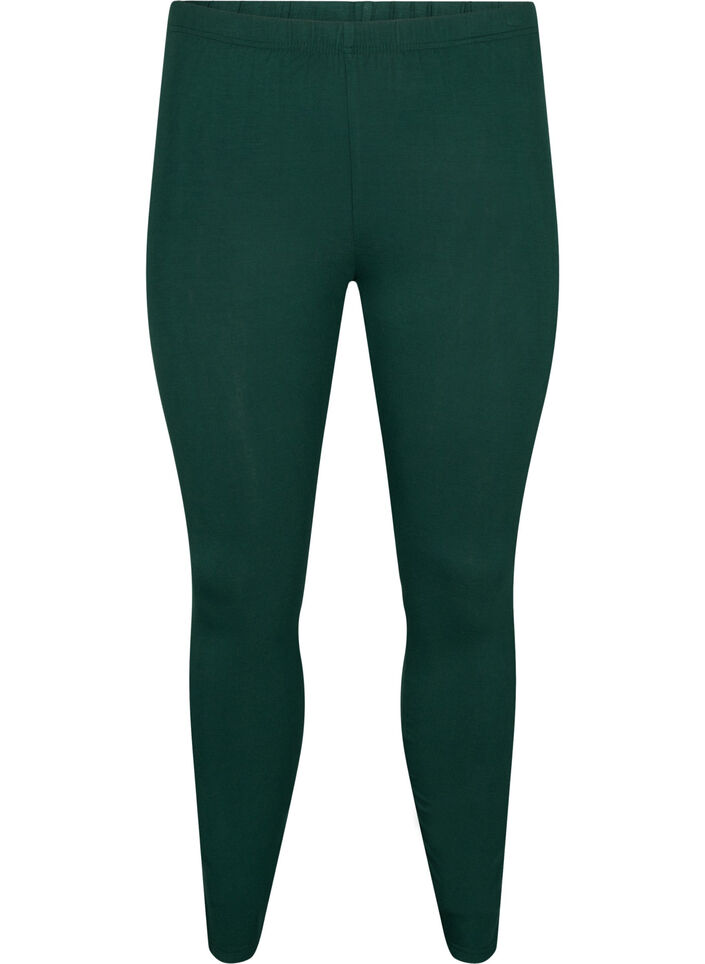 Legginsy z wiskozy w stylu basic, Zielony, Packshot image number 0