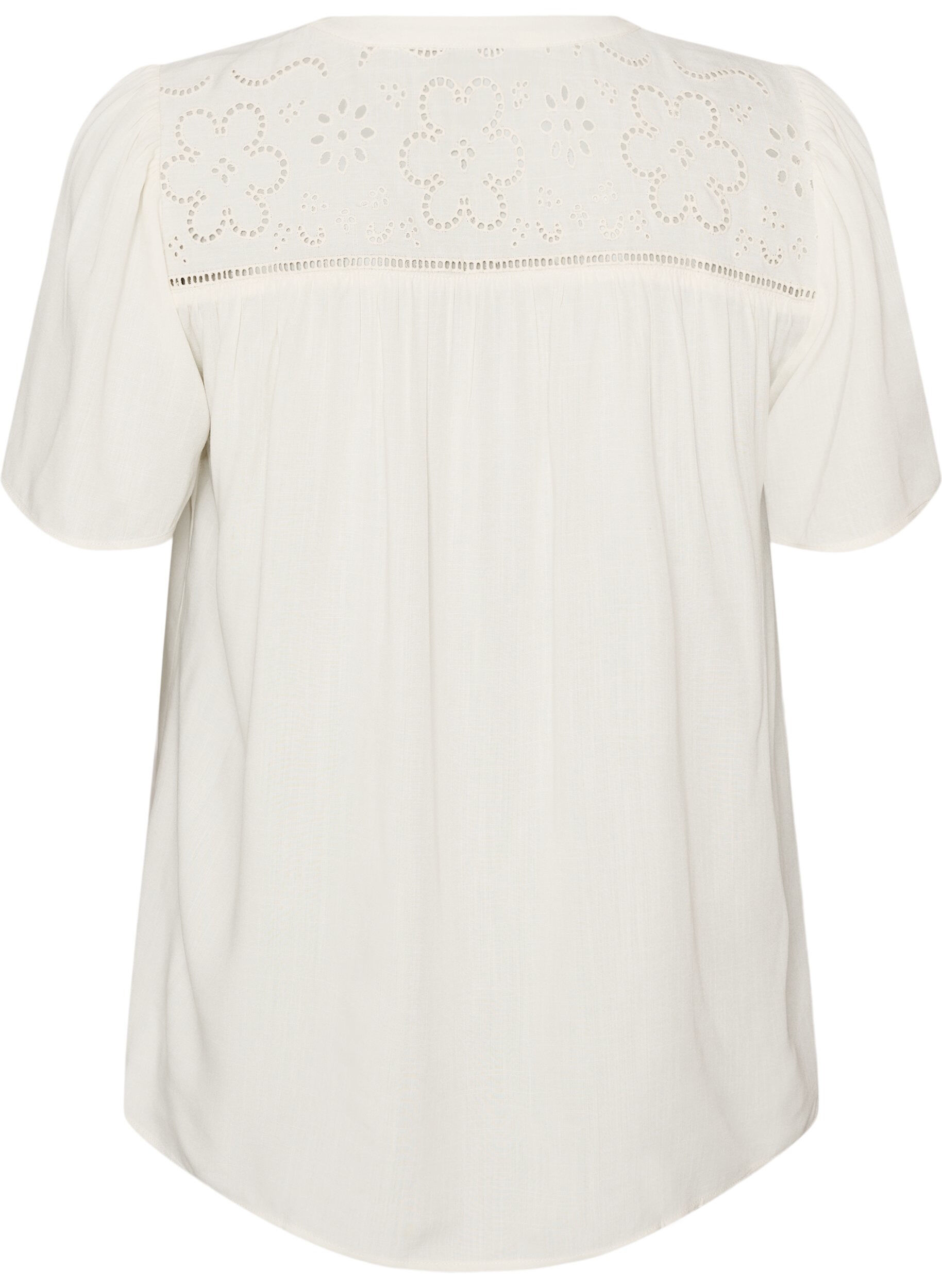 ZizziBluzka z wiskozy z broderie anglaise, Beżowy, Packshot image number 1
