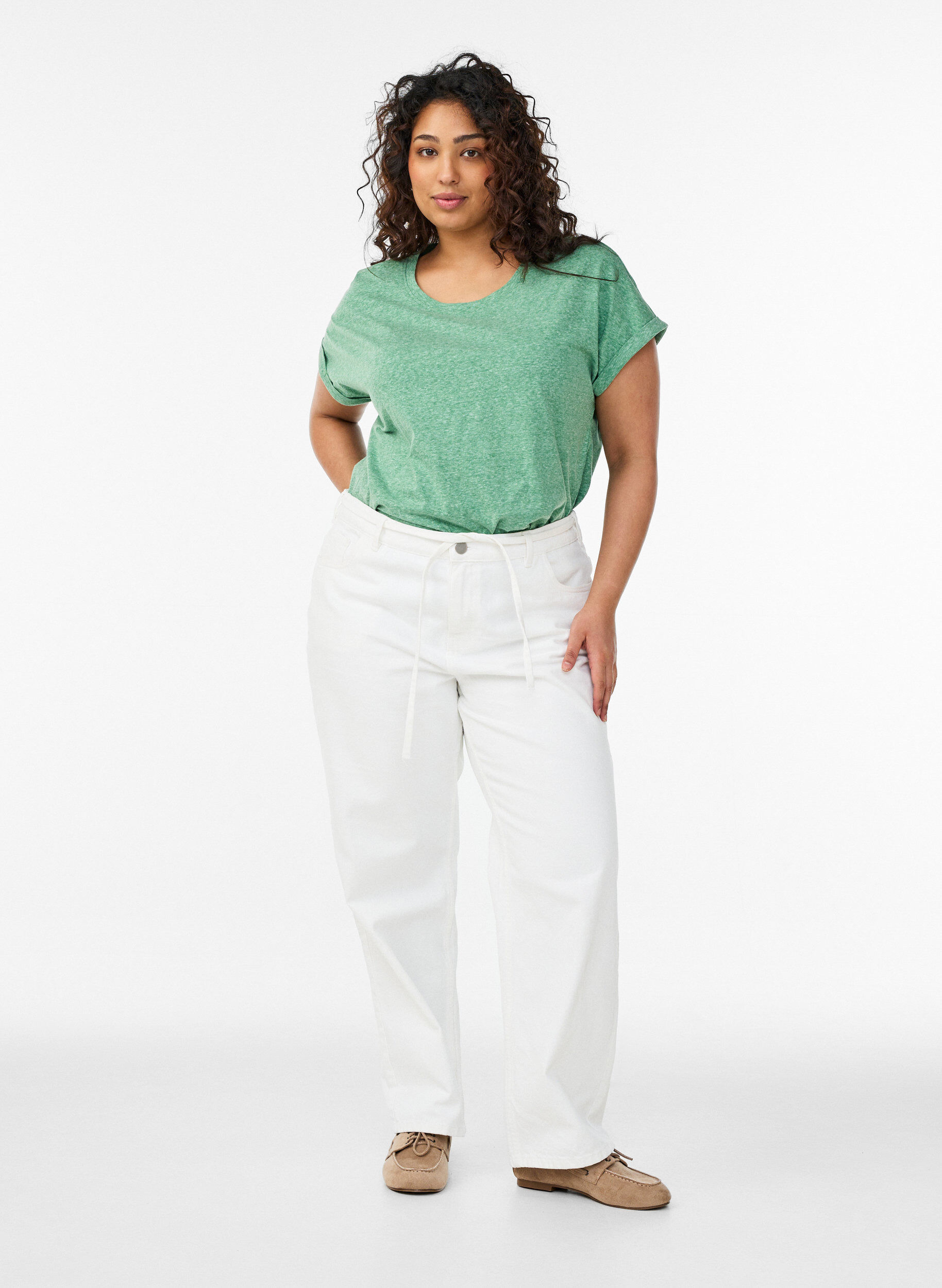 Zizzi Melanzowa koszulka z kr&oacute;tkim rekawem, Zielony, Model image number 1