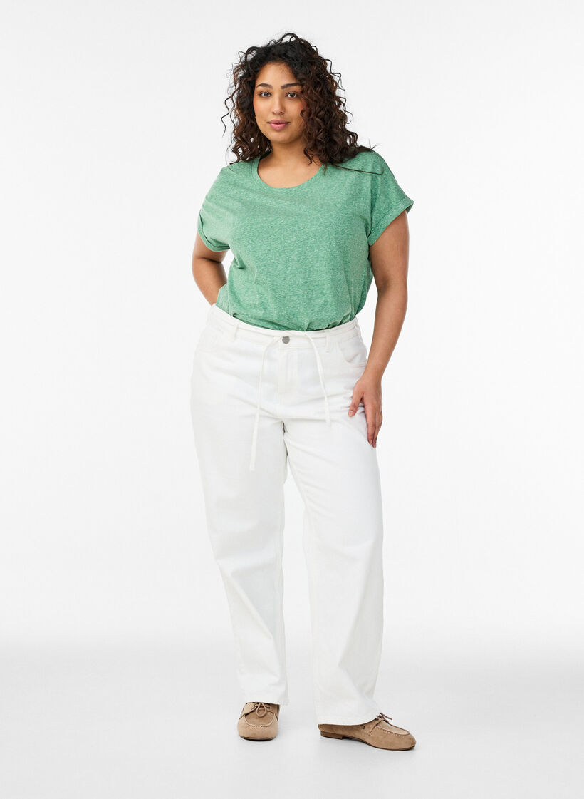 Melanzowa koszulka z kr&oacute;tkim rekawem, Zielony, Model