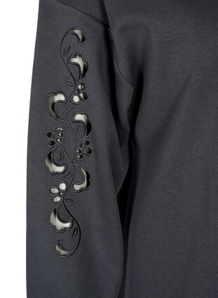 Sukienka dresowa z haftowanymi detalami, Dark Grey, Packshot image number 3