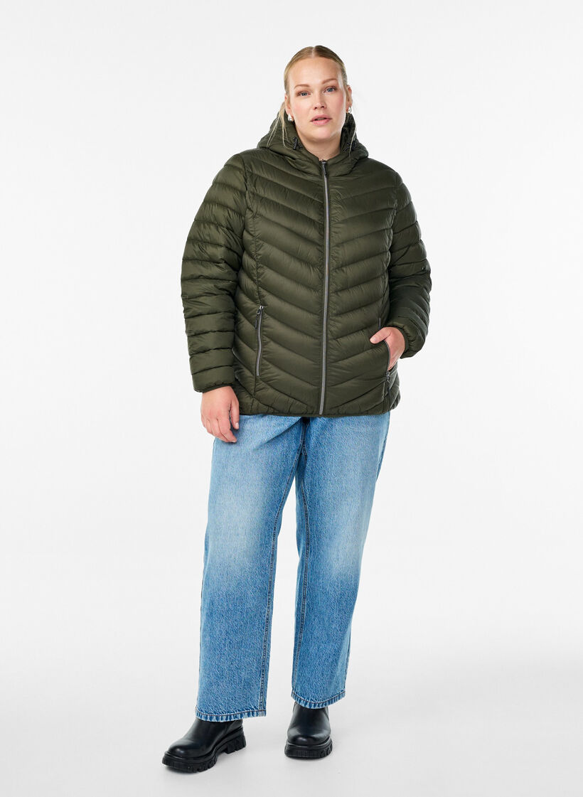 Lekka kurtka z kapturem, Zielony, Model image number 1
