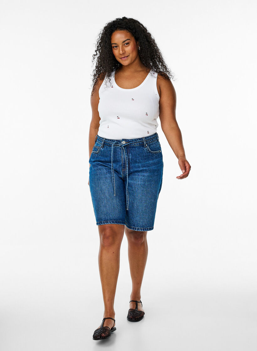 Dopasowany top z motywem, Biały, Model image number 1