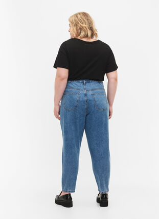 Przyciete jeansy Mille z wysokim stanem, Light blue denim, Model image number 1
