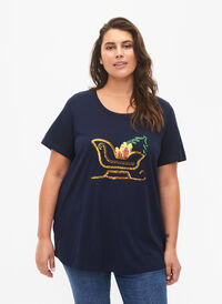 Swiateczna koszulka z cekinami, Navy Blazer SLATE, Model