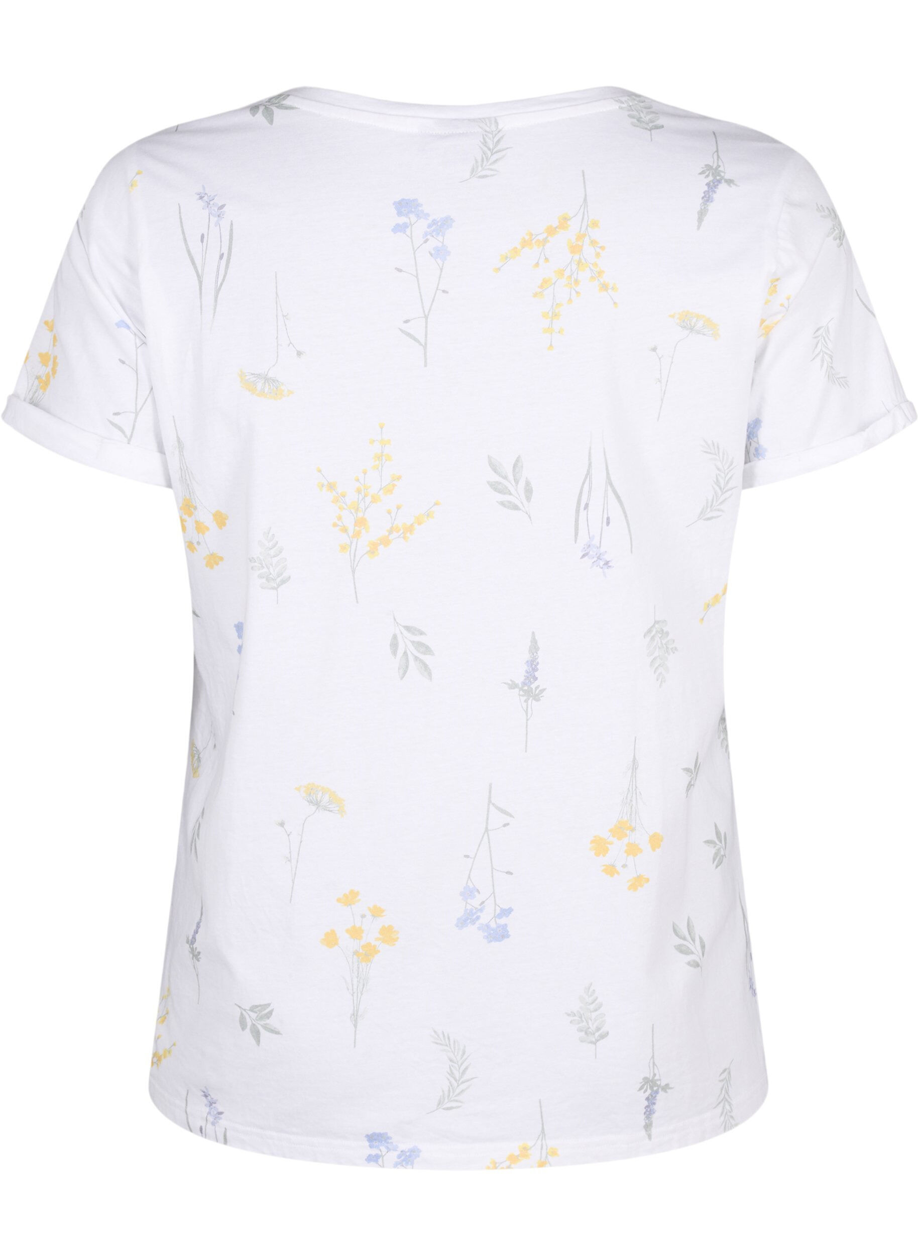 Zizzi T-shirt z organicznej bawelny z nadrukiem w kwiaty, Bright W. AOP, Packshot image number 1