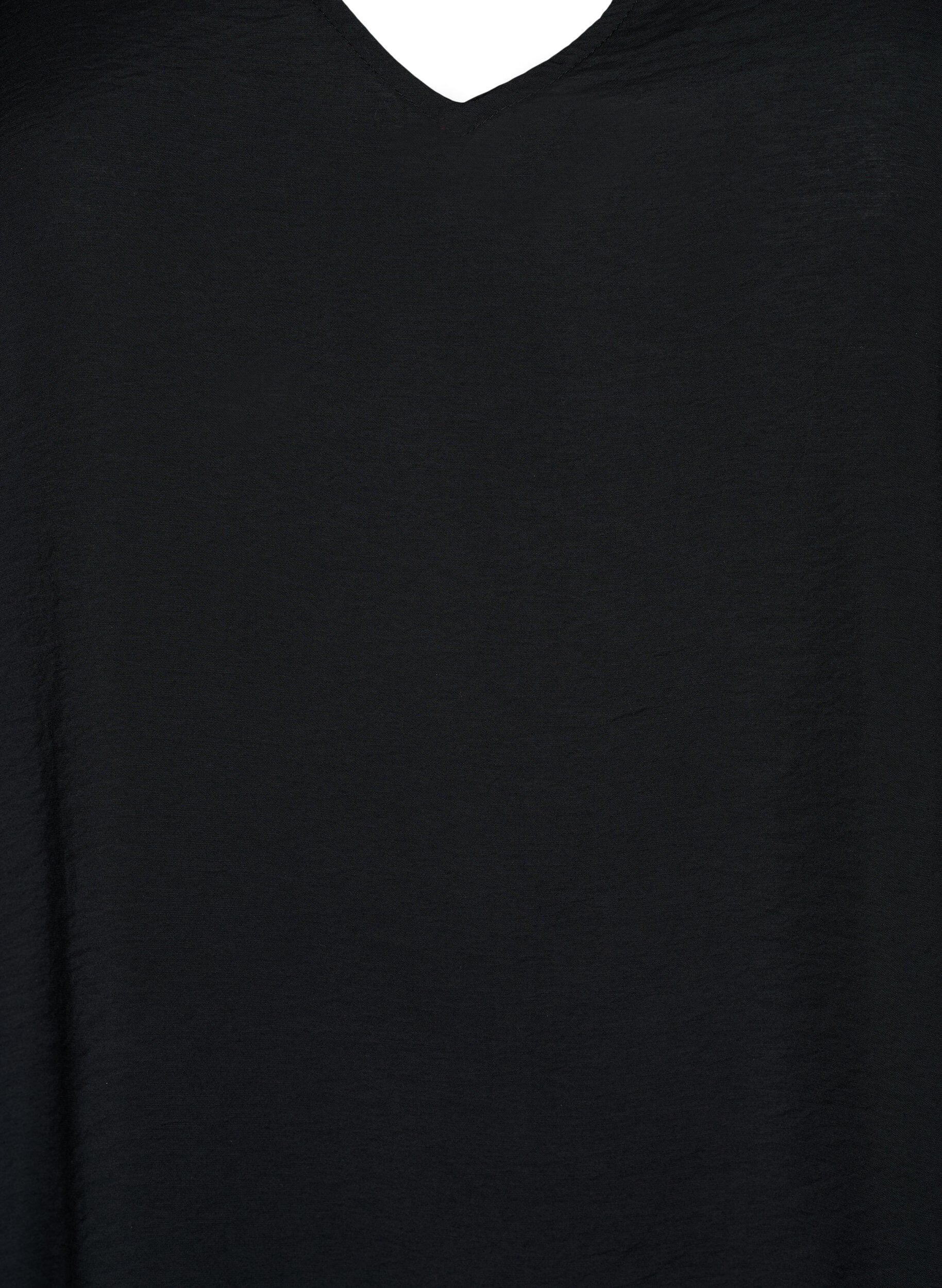 Zizzi Short-sleeved viscose blouse with v-neck, Black, Packshot image number 2