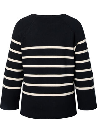 Wiskozowy sweter w paski, Black/Sandshell S., Packshot image number 1