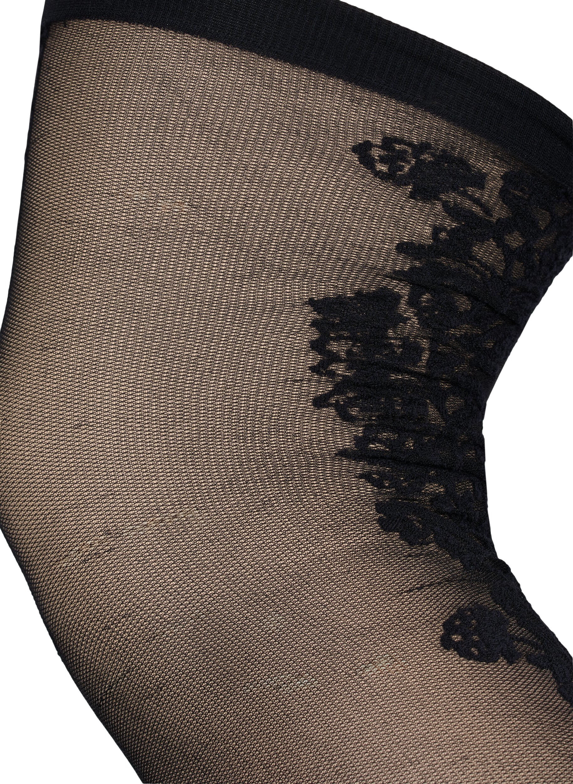 Zizzi 	 Hold-up stockings in 30 denier with lace, Black, Packshot image number 1