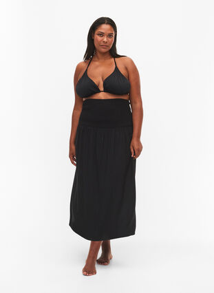 Sukienka plazowa z wiskozy z luznym topem, Black, Model image number 3