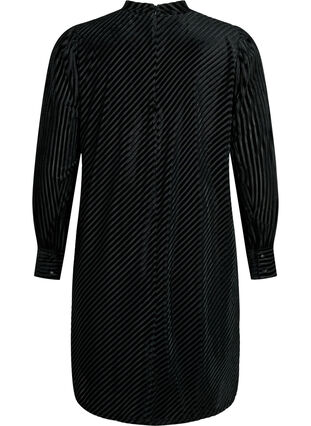 Welurowa sukienka o strukturalnym wzorze, Black, Packshot image number 1