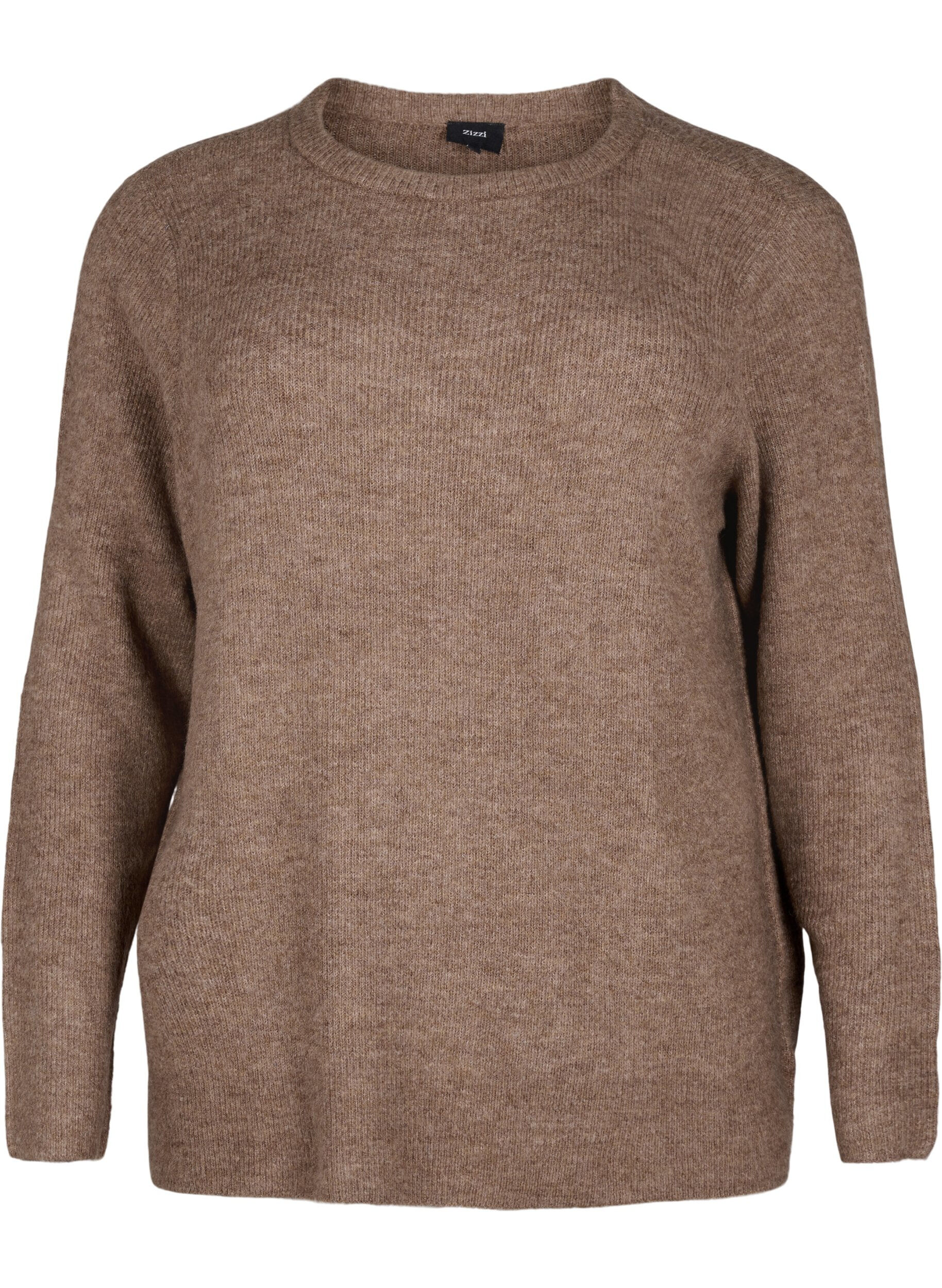 Zizzi Melanzowy sweter z okraglym dekoltem, Caribou Mel., Packshot image number 0