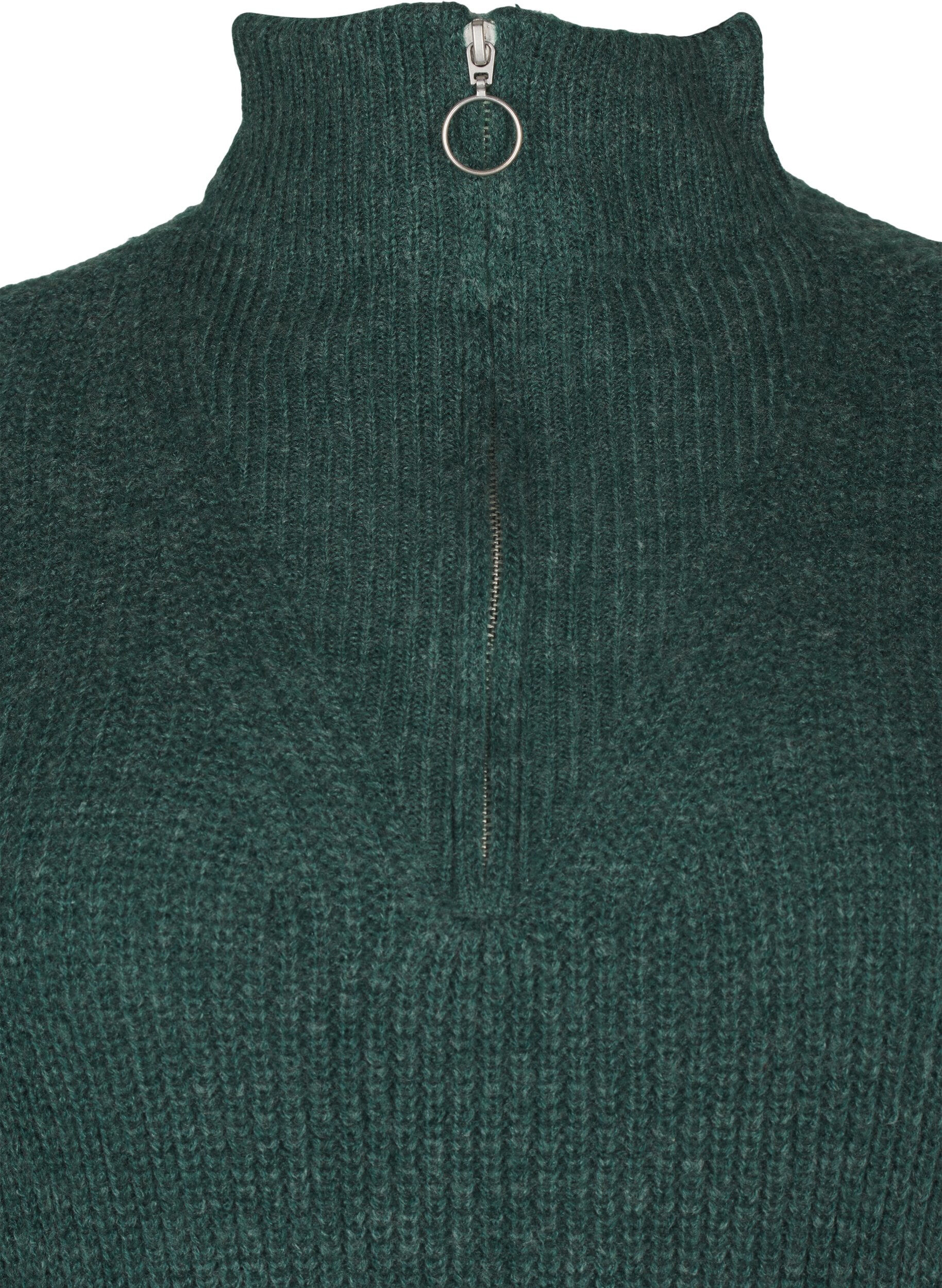 Zizzi Flash &ndash; Dzianinowa sukienka z golfem, Sea Moss Mel., Packshot image number 2