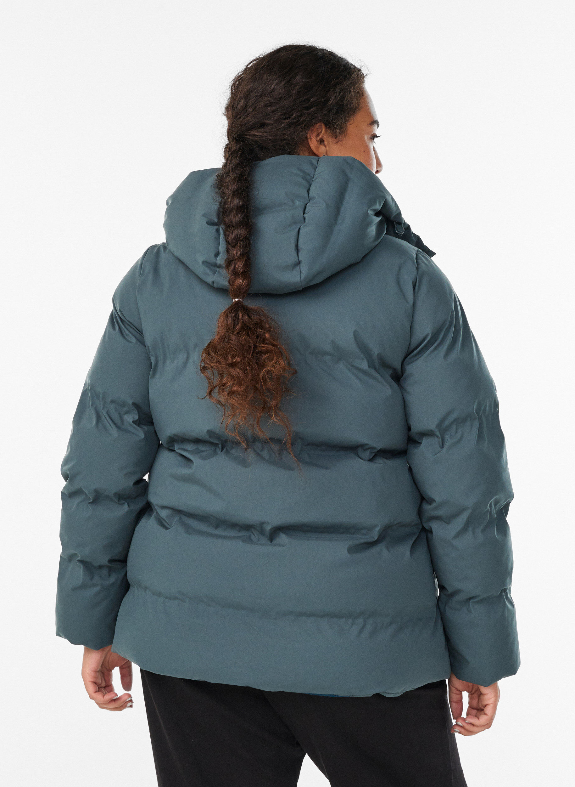 ZizziKr&oacute;tka kurtka puchowa z odpinanym kapturem, Zielony, Model image number 2
