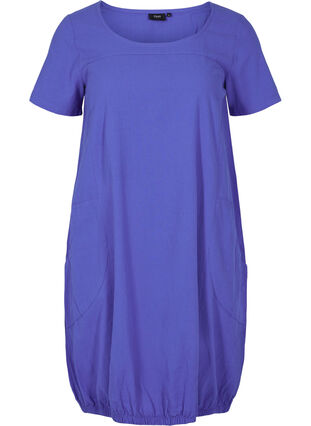 Bawelniana sukienka z krótkim rekawem, Dazzling Blue, Packshot image number 0