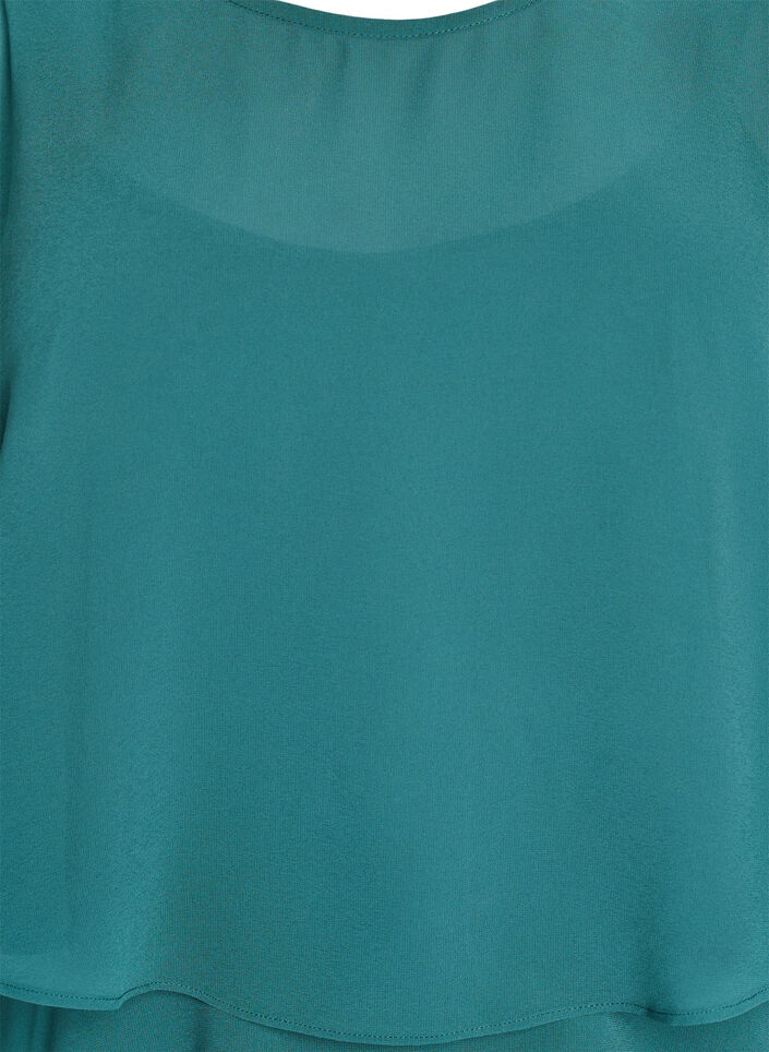 Sukienka maxi z falbanami i odpinana peleryna, Zielony, Packshot image number 2