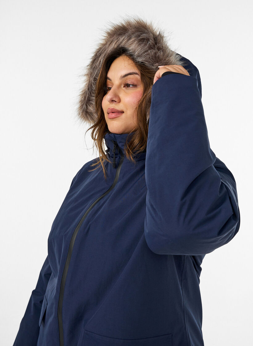 Nieprzemakalna parka z kapturem, Niebieskie, Model image number 3