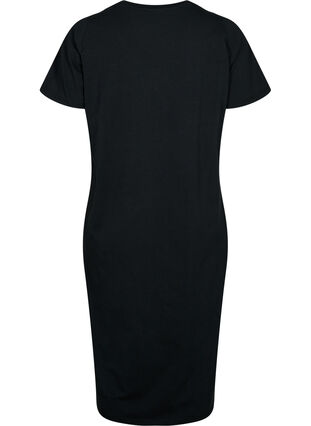 Bawelniana sukienka z krótkimi rekawami i rozcieciem, Black, Packshot image number 1