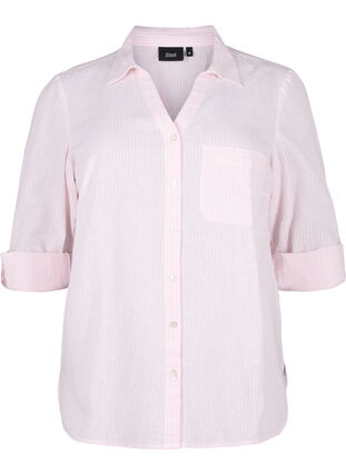 Bluzka koszulowa z zapieciem na guziki, Rosebloom White, Packshot image number 0