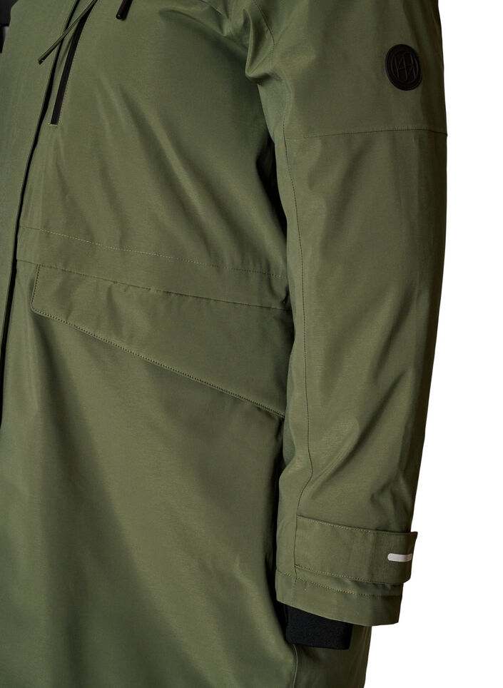 Hydrofobowa parka z kapturem i funkcjonalnymi detalami, Zielony, Packshot image number 3