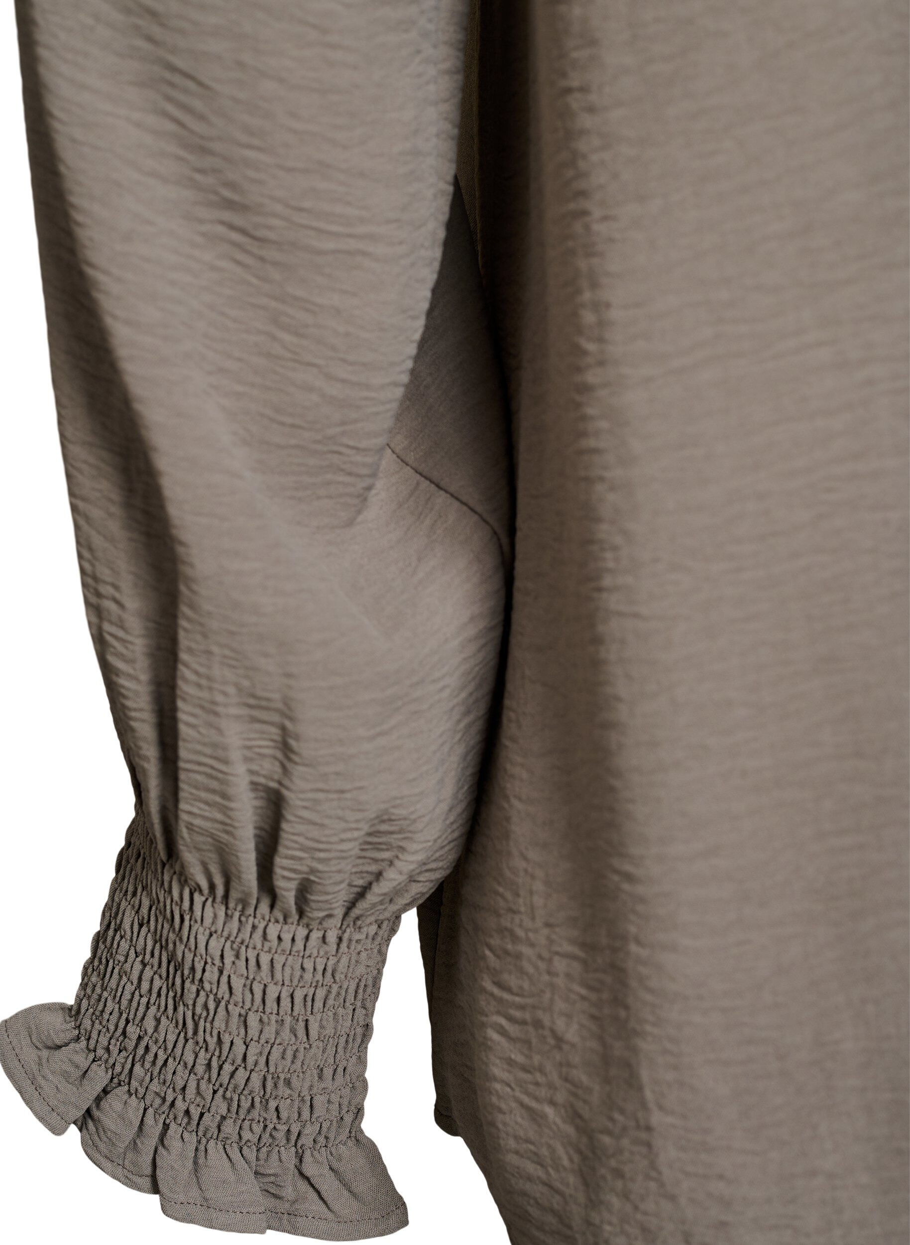 Zizzi Bluzka z bufiastymi mankietami i dekoltem w ksztalcie litery V, Beżowy, Packshot image number 3