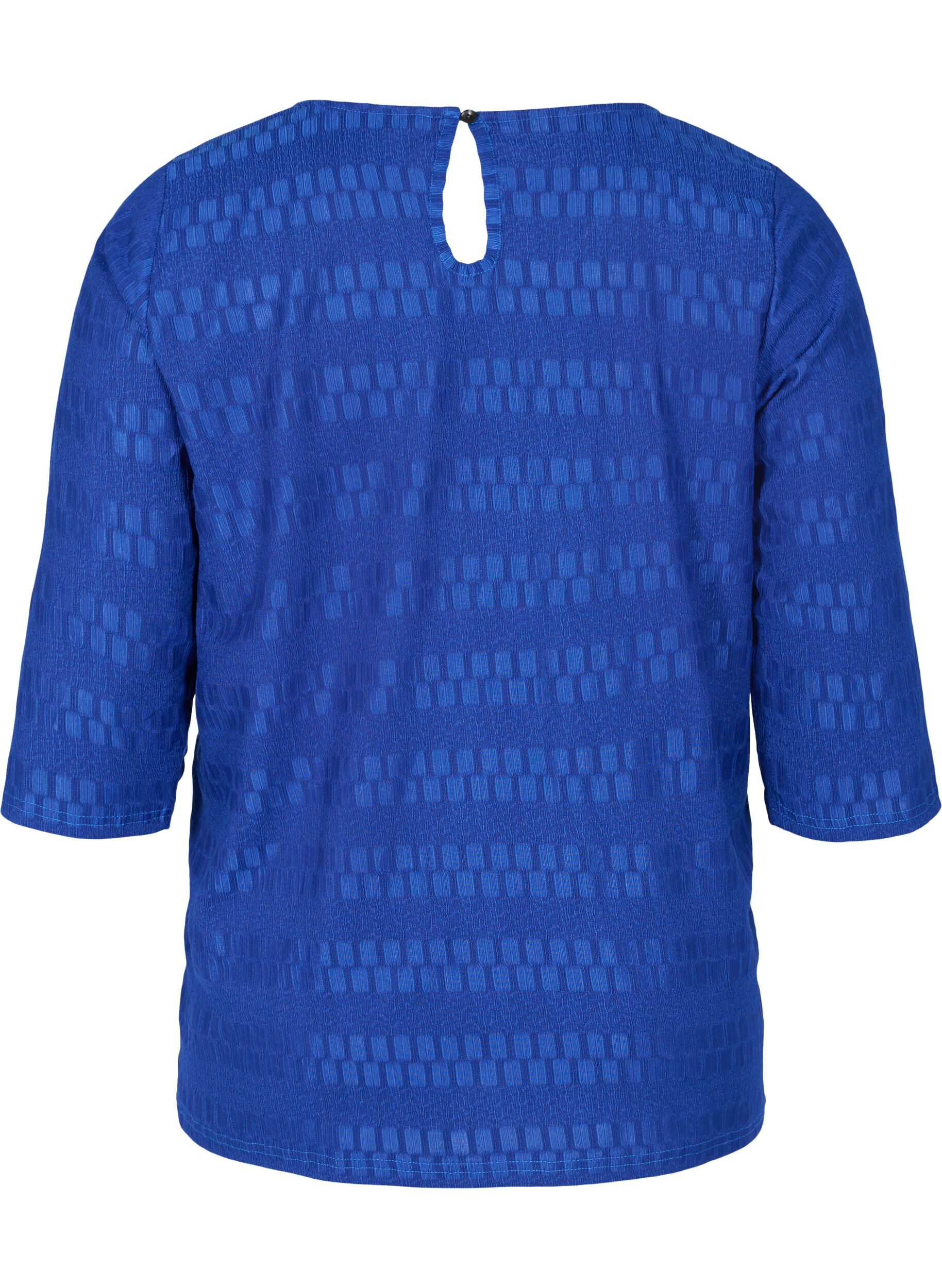 Zizzi Patterned top with 3/4 sleeves, Surf the web, Packshot image number 1