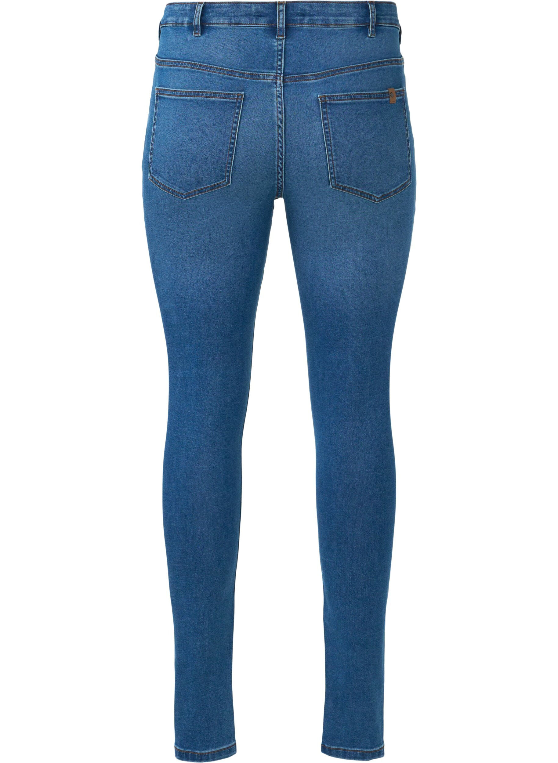 Zizzi  Jeansy Amy z wysokim stanem i zapieciem na guziki, Blue Denim, Packshot image number 1