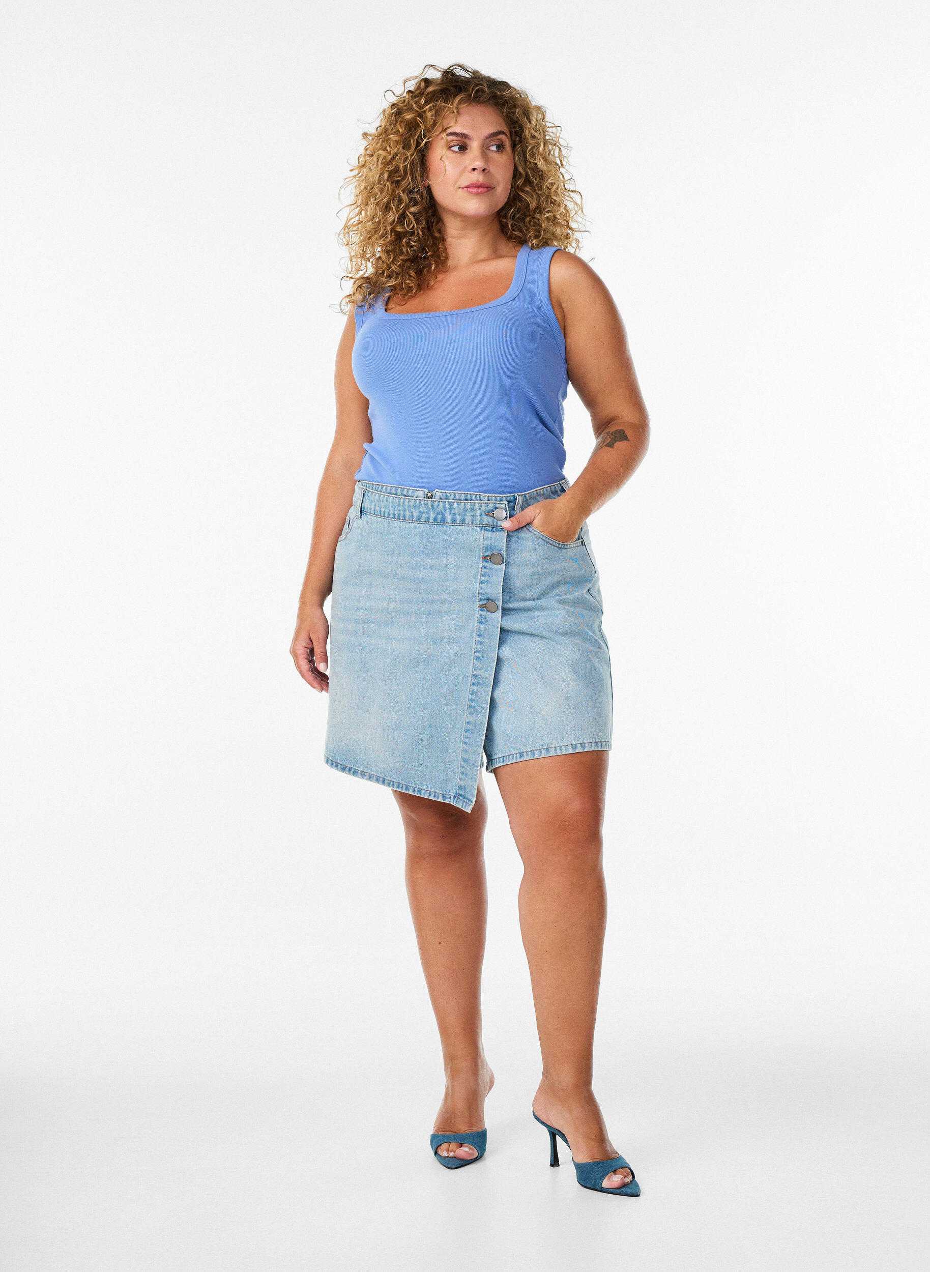ZizziKoszulka na ramiaczkach z kwadratowym dekoltem, Fioletowy, Model image number 1