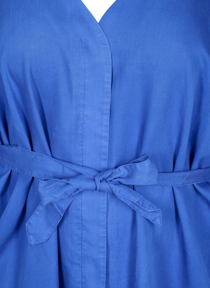 Dress with 3/4 sleeves and tie-belt, Blue, Packshot image number 2