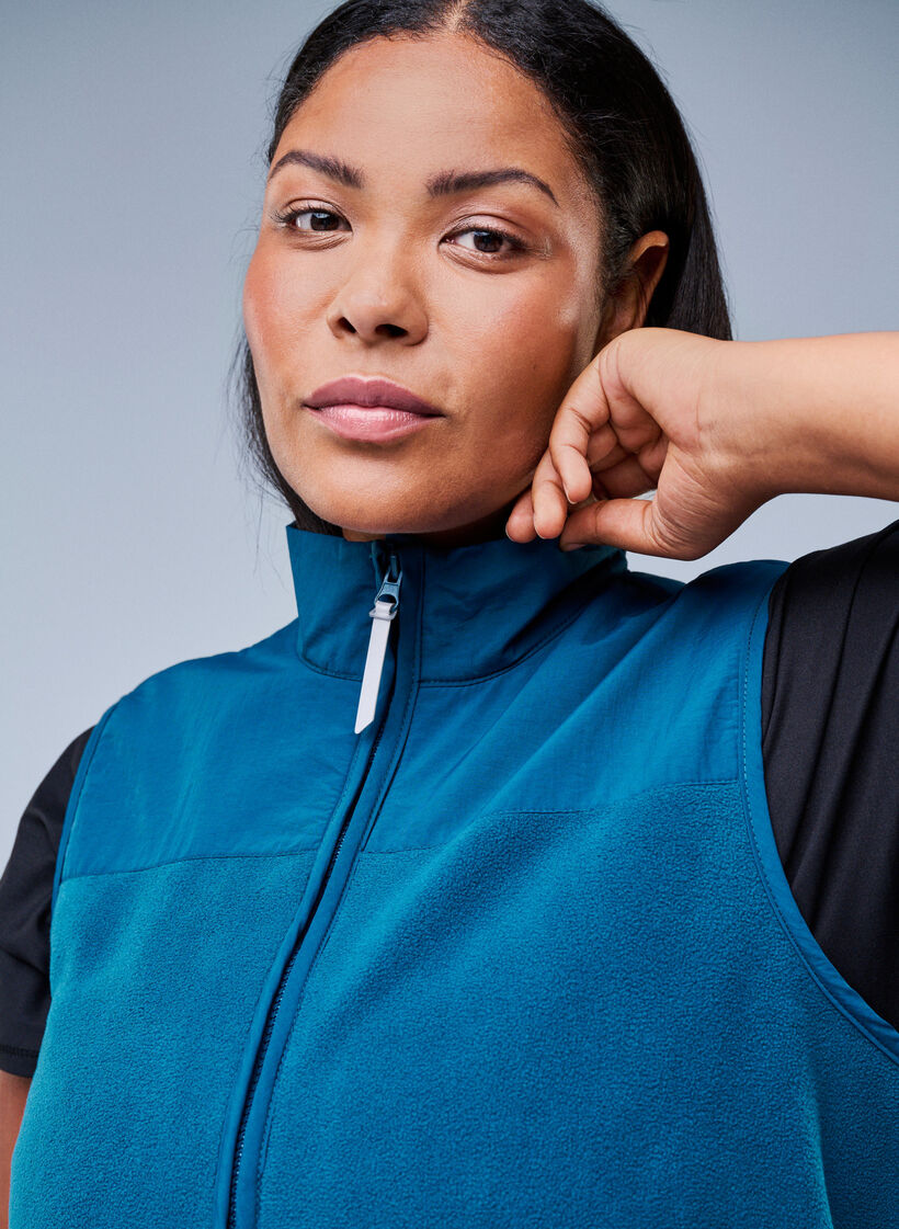 Bezrekawnik polarowy z wysokim kolnierzem i kieszeniami, Niebieskie, Image image number 0