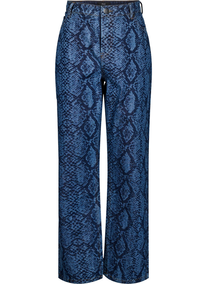 Jeansy Emily z wezowym nadrukiem, Niebieskie, Packshot