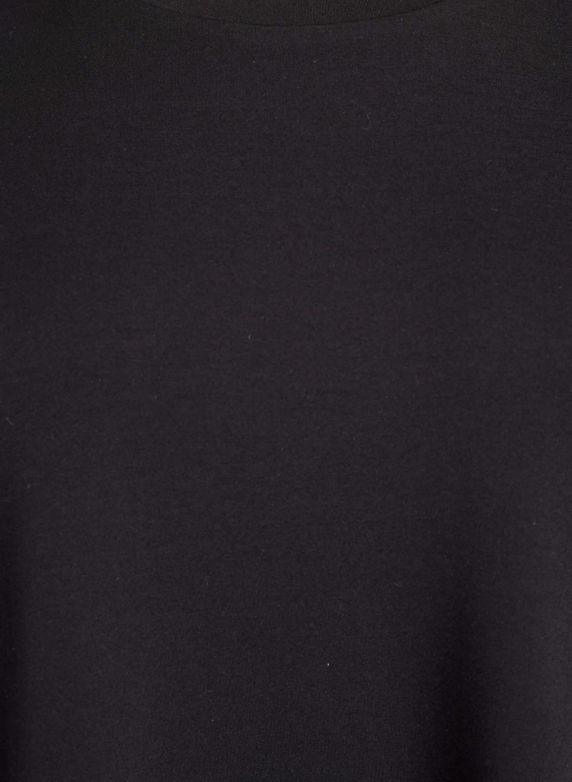 Zizzi Kr&oacute;tka luzna koszulka z mieszanki material&oacute;w z modalem, Czarne, Packshot image number 2