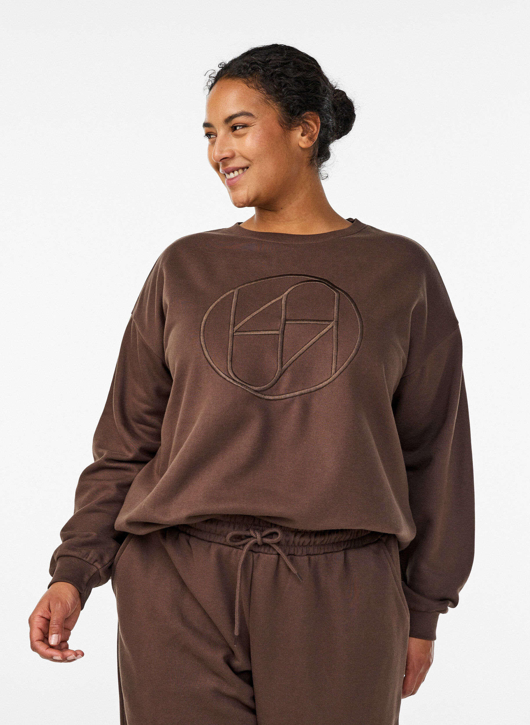 Bluza z motywem, Brązowy, Model