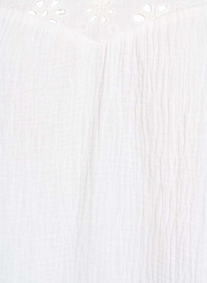 Bluzka z muslinu bawelnianego z haftem anglaise i rekawem 1/2, Biały, Packshot image number 2