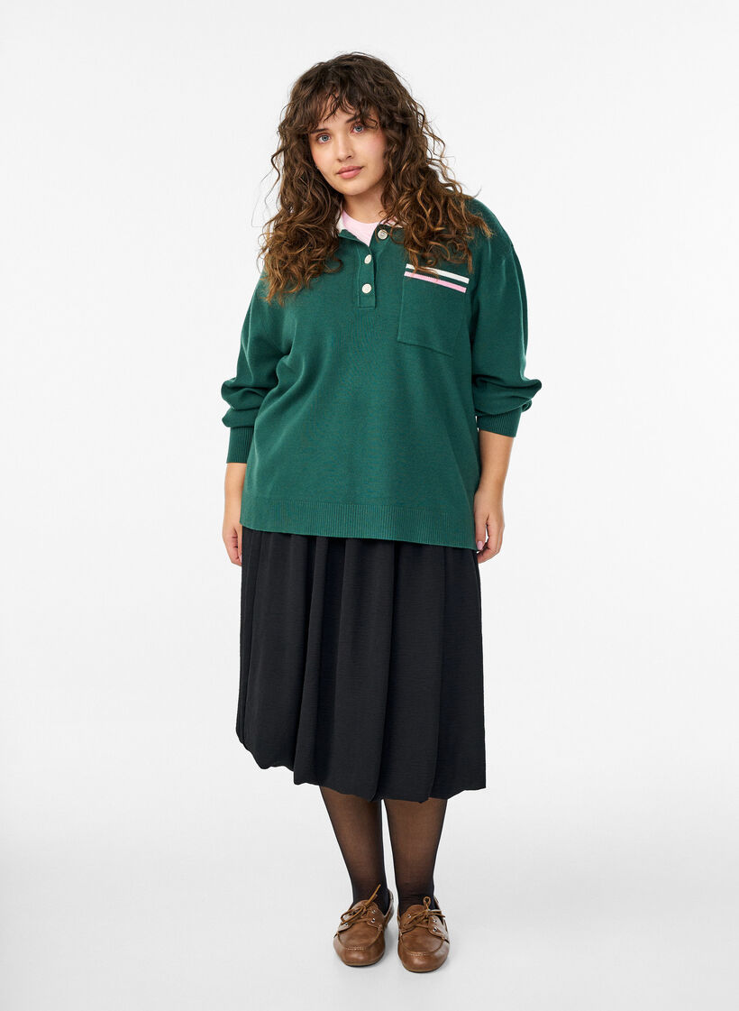 Sp&oacute;dnica balonowa o sredniej dlugosci z elastyczna gumka w talii, Czarne, Model