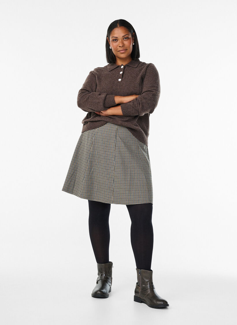 Krótka spódnica w ksztalcie litery A, Brązowy, Model image number 1