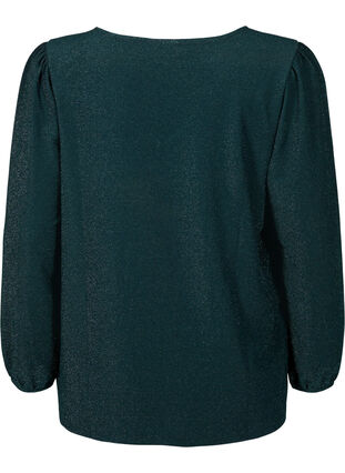 Brokatowa bluzka z bufiastymi rekawami, Black Scarab, Packshot image number 1