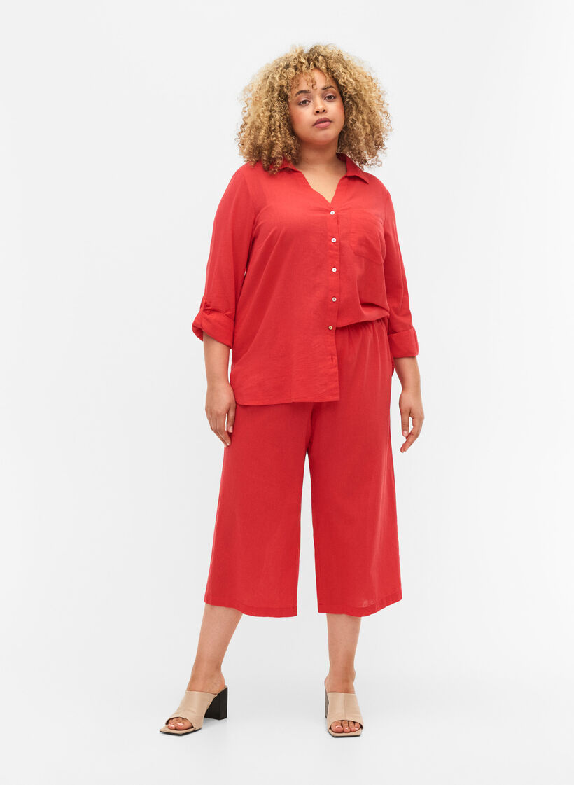 Koszula zapinana na guziki, Hibiscus, Model image number 2