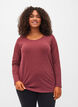 Basic blouse with long sleeves, Cabernet Melange, Model image number 0