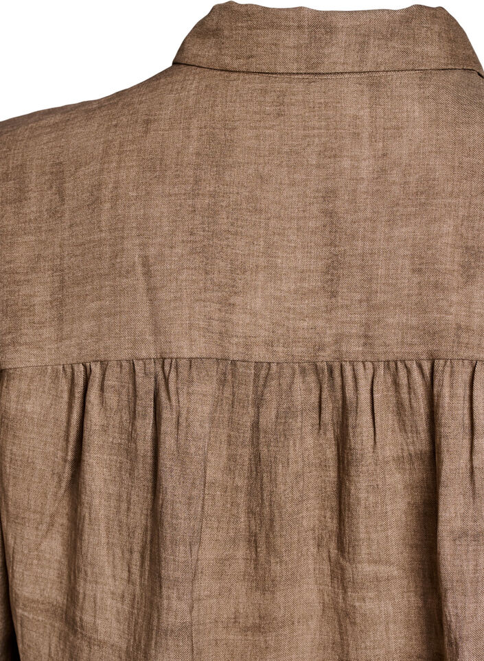 Luzna bluzka z kolnierzykiem i guzikami, Brązowy, Packshot image number 3