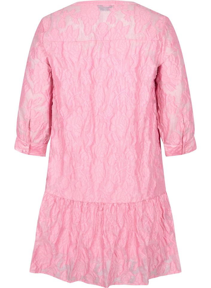 Jacquard A-line dress with ruffles, Cashmere Rose, Packshot image number 1
