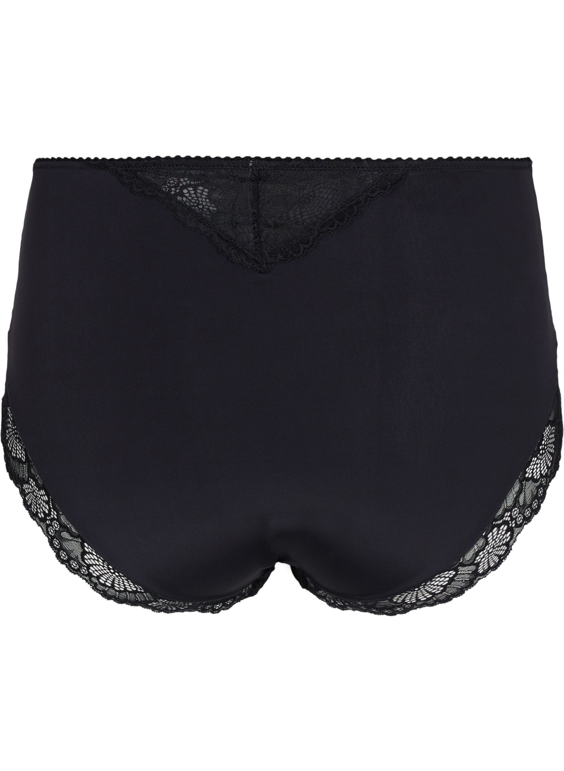 Zizzi High waisted panty with lace and mesh, Black, Packshot image number 1