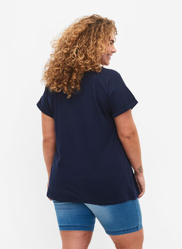 Koszulka z organicznej bawelny z nadrukiem, Navy Blazer, Model image number 1