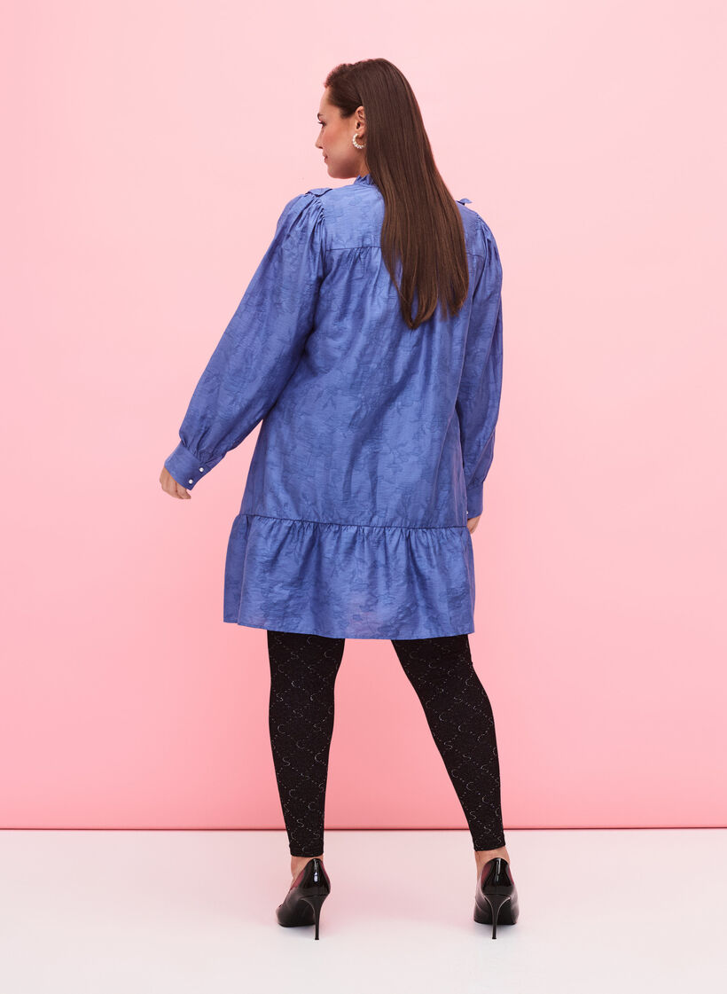 Legginsy bezszwowe ze wzorem w kolorze srebrnym, Black, Model image number 1