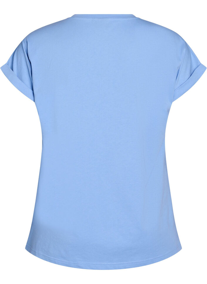 T-shirt z kr&oacute;tkim rekawem z mieszanki bawelny, Niebieskie, Packshot image number 1