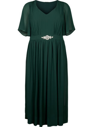 Dluga sukienka z plisami i krótkimi rekawkami, Scarab, Packshot image number 0