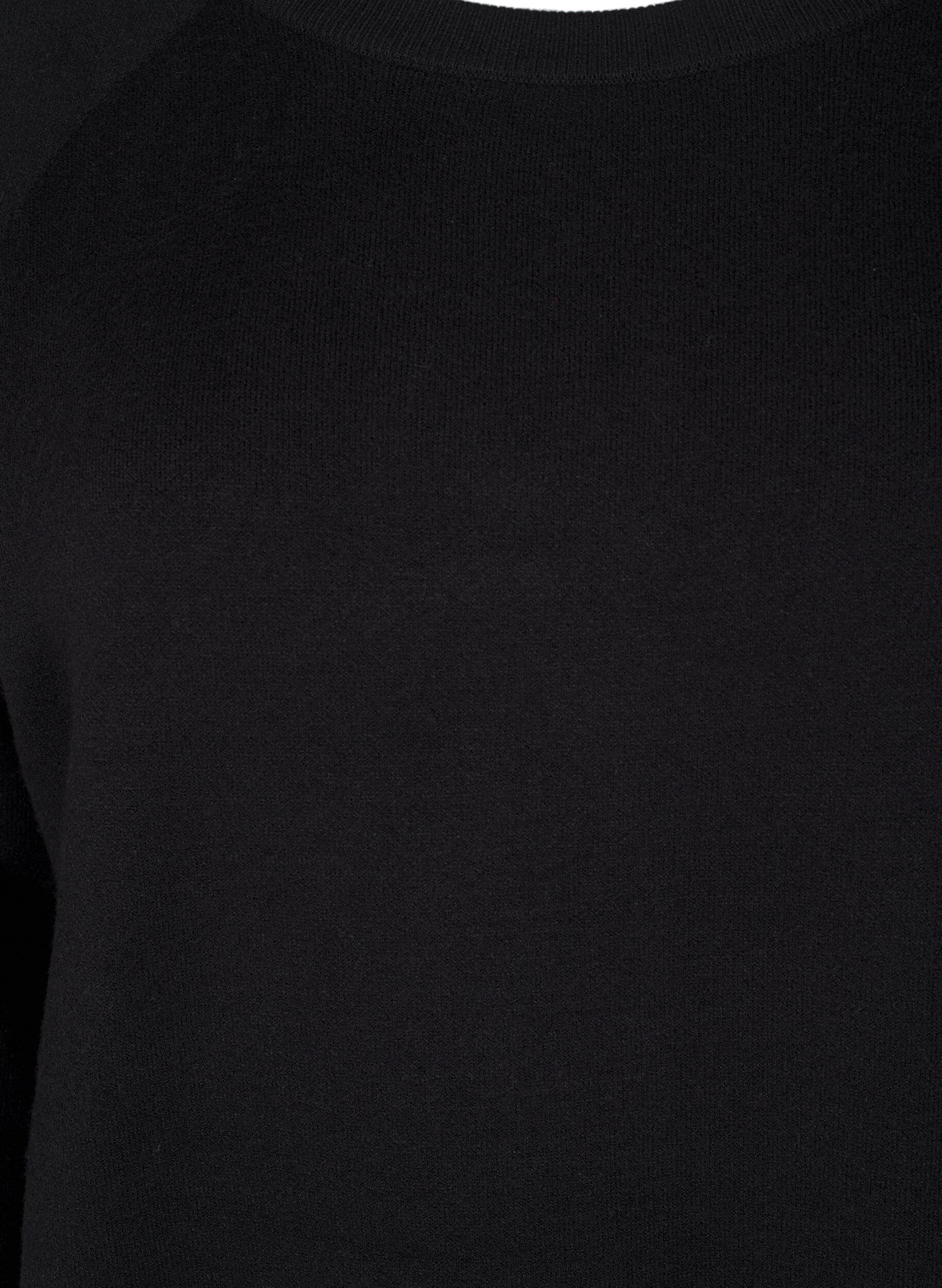 Zizzi Dzianinowa sukienka z okraglym dekoltem i rozcieciem, Czarne, Packshot image number 2