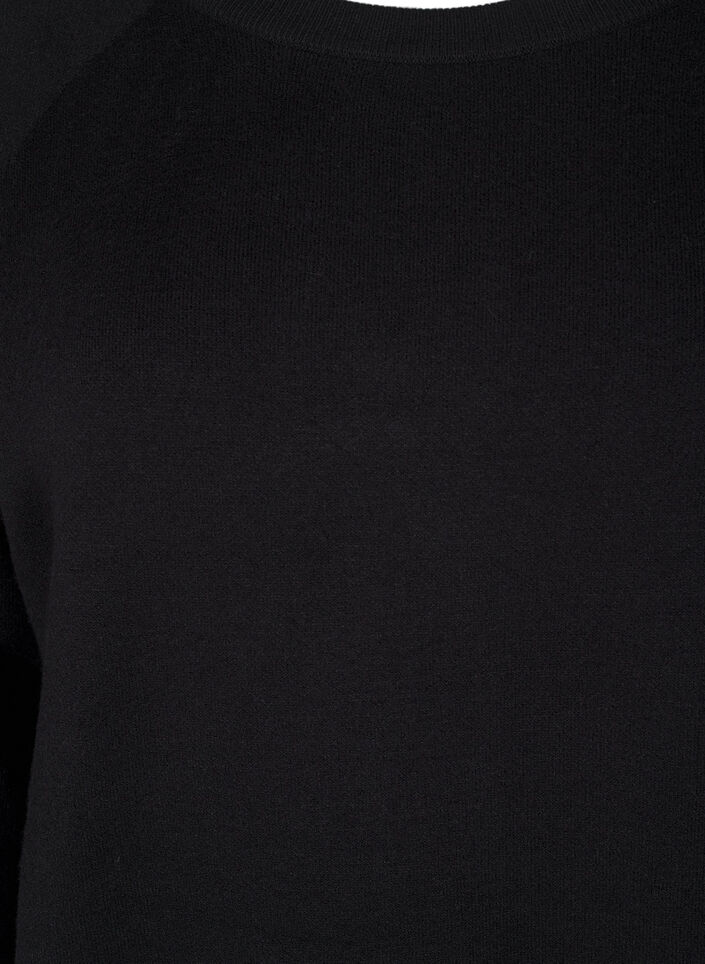 Dzianinowa sukienka z okraglym dekoltem i rozcieciem, Czarne, Packshot image number 2